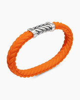 Chevron Bracelet in Orange Rubber with Sterling Silver, 9mm